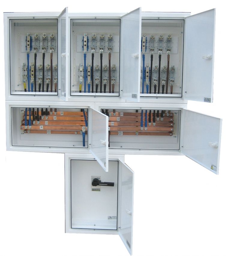 ELECTRIFIED COLUMN BOARDS WITH SIX THREE-PHASE OUTPUT WITH MAIN SWITCH 125 AMPS 