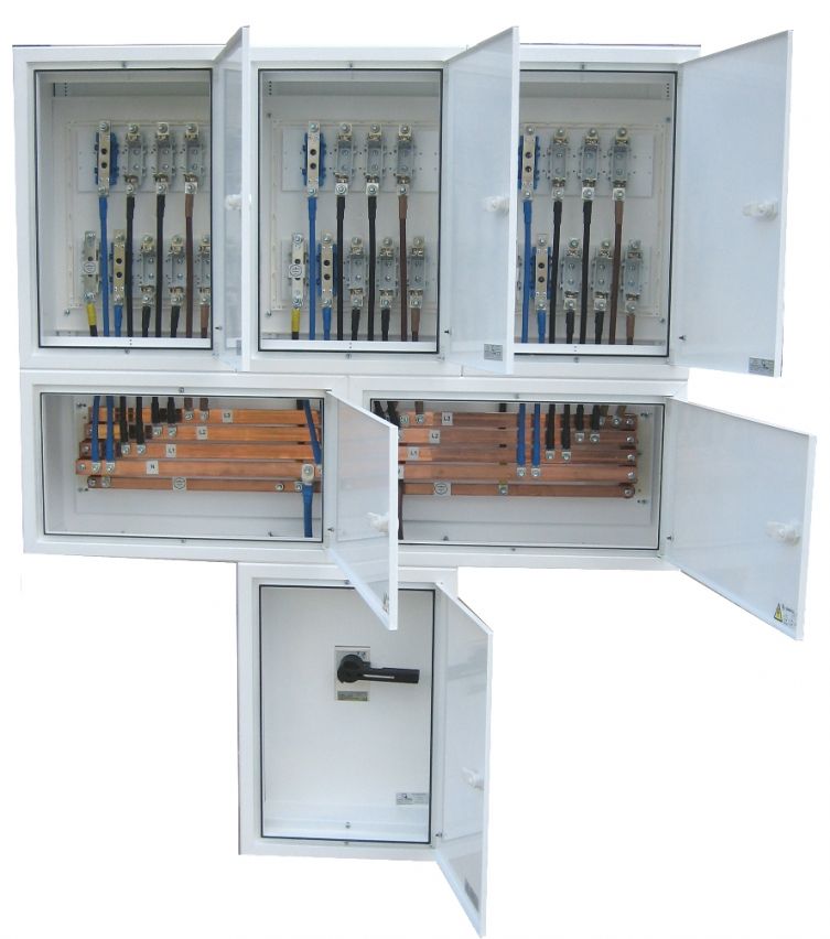 ELECTRIFIED COLUMN BOARDS WITH SIX THREE-PHASE OUTPUT WITH MAIN SWITCH 160 AMPS